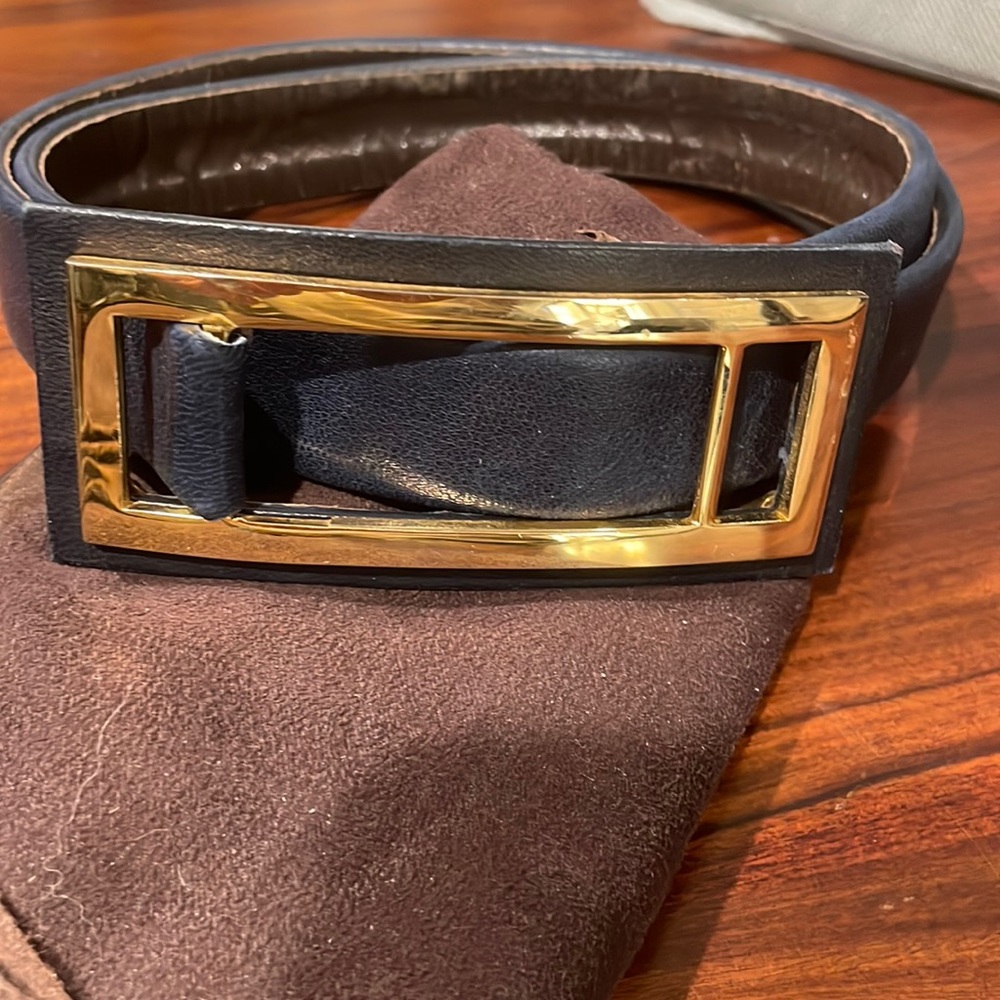 Geoffrey beene navy leather belt women’s